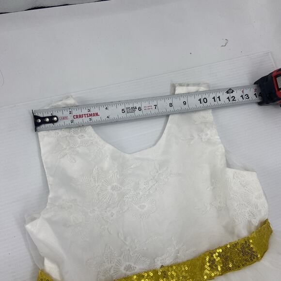 White Flower Girl Sees With Gold Ribbon And Bow Large {54} - Picture 10 of 15